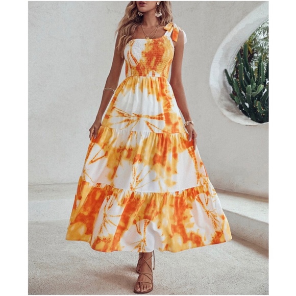 BellanBlue Orange and White Maxi Dress. NWT. - Picture 7 of 10